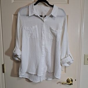 Chico's Classic White Button Down Top